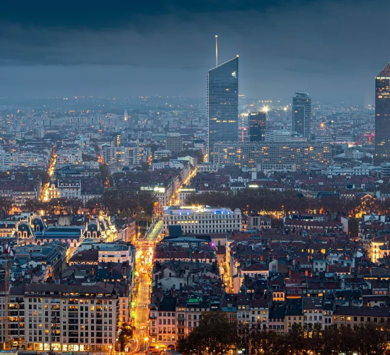 Ville de Lyon de nuit Ville de Lyon Lumières Nuit Trafic